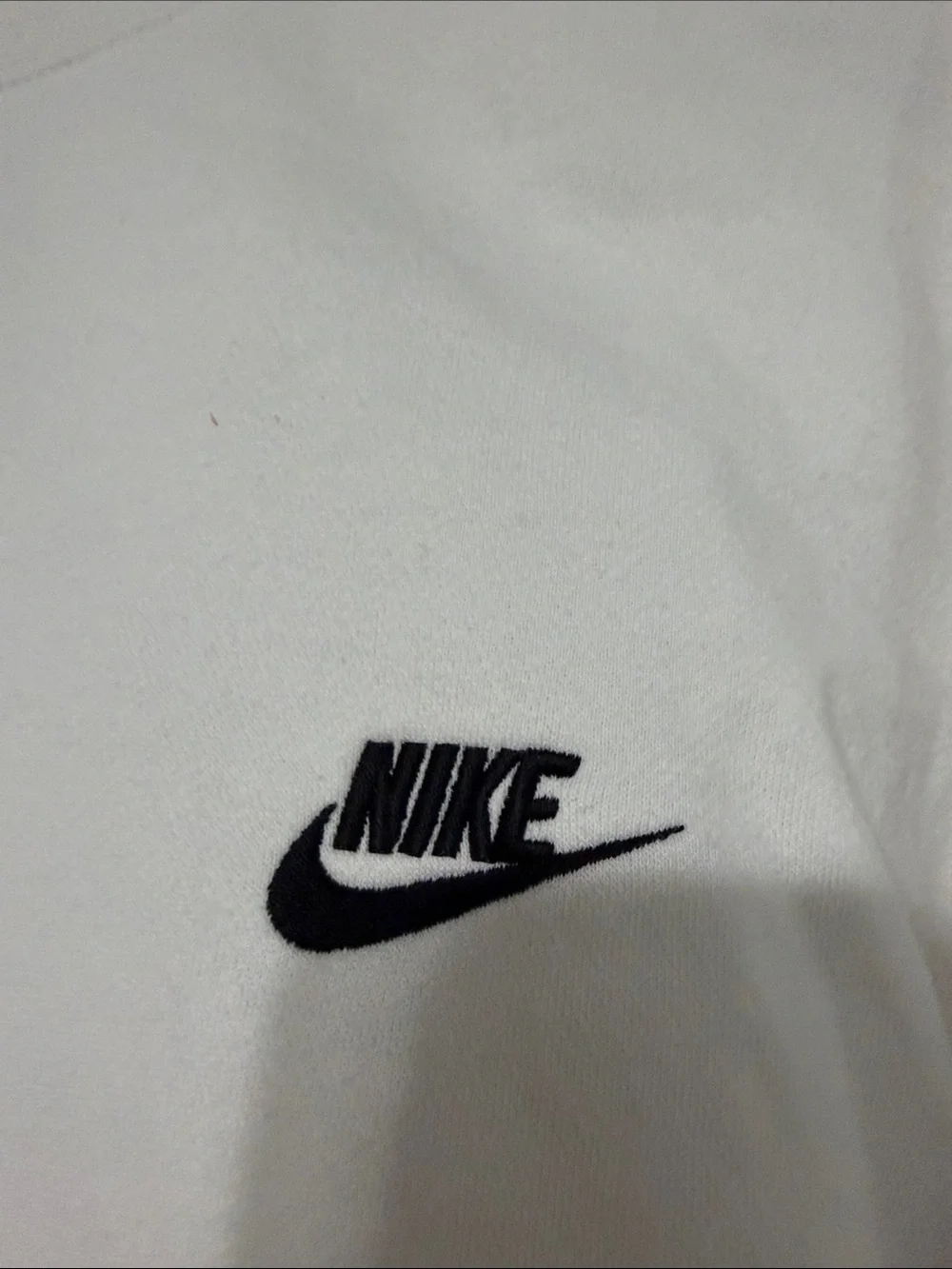 Nike Crewneck Sweatshirt in White with Black Swoosh - Picture 2 of 6